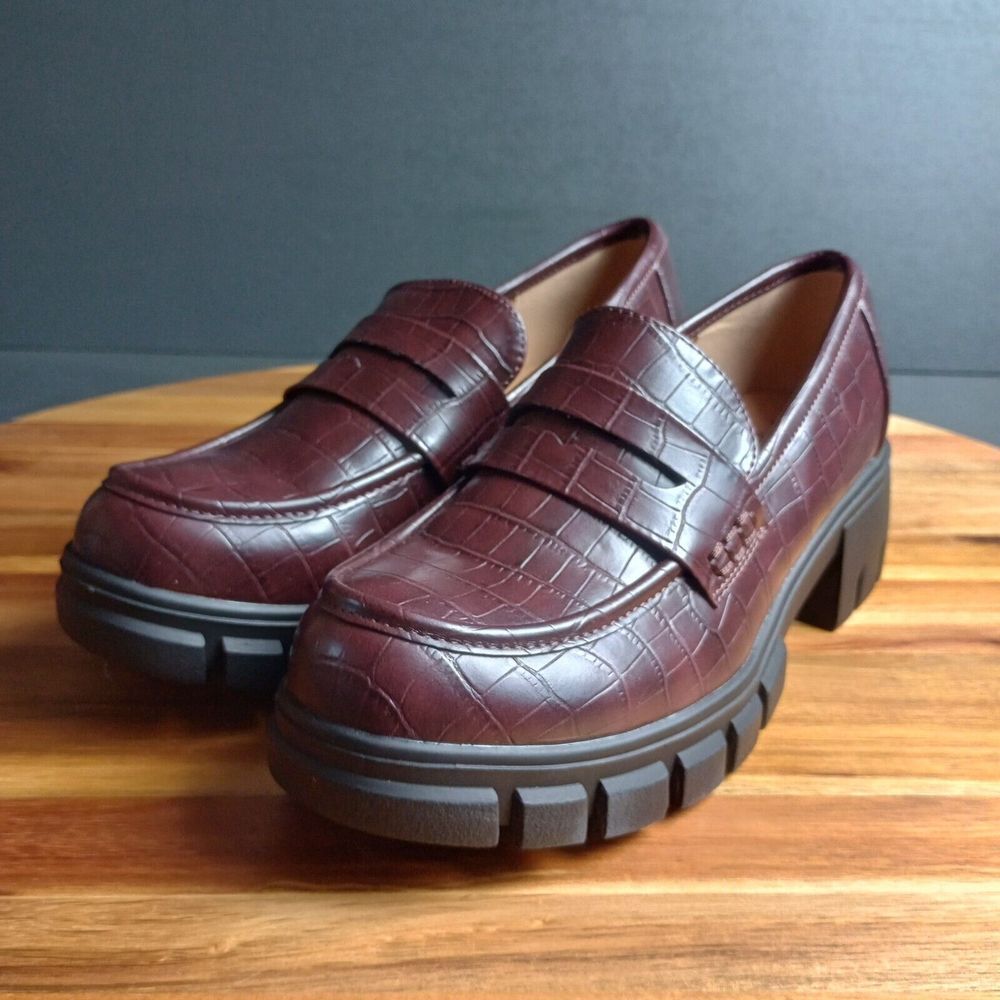 Corkys Burgundy Croc-Embossed Loafers
